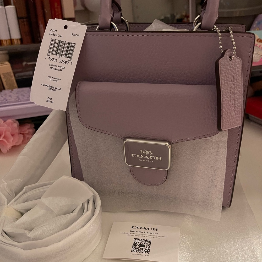 **Sold!!**Coach mini pepper crossbody lilac brand new NWT!!